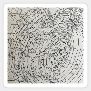 1886 Earthquake Seismic Map, antique vintage drawing Sticker